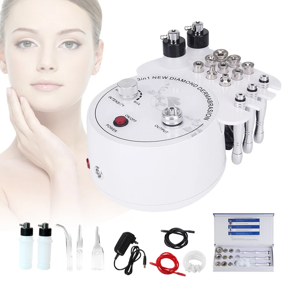 3 IN1 Diamond Microdermabrasion Beauty Machine Water Spray Exfoliation Vacuum Device Acne Blackh Anti Wrinkle Facial Peeling Too