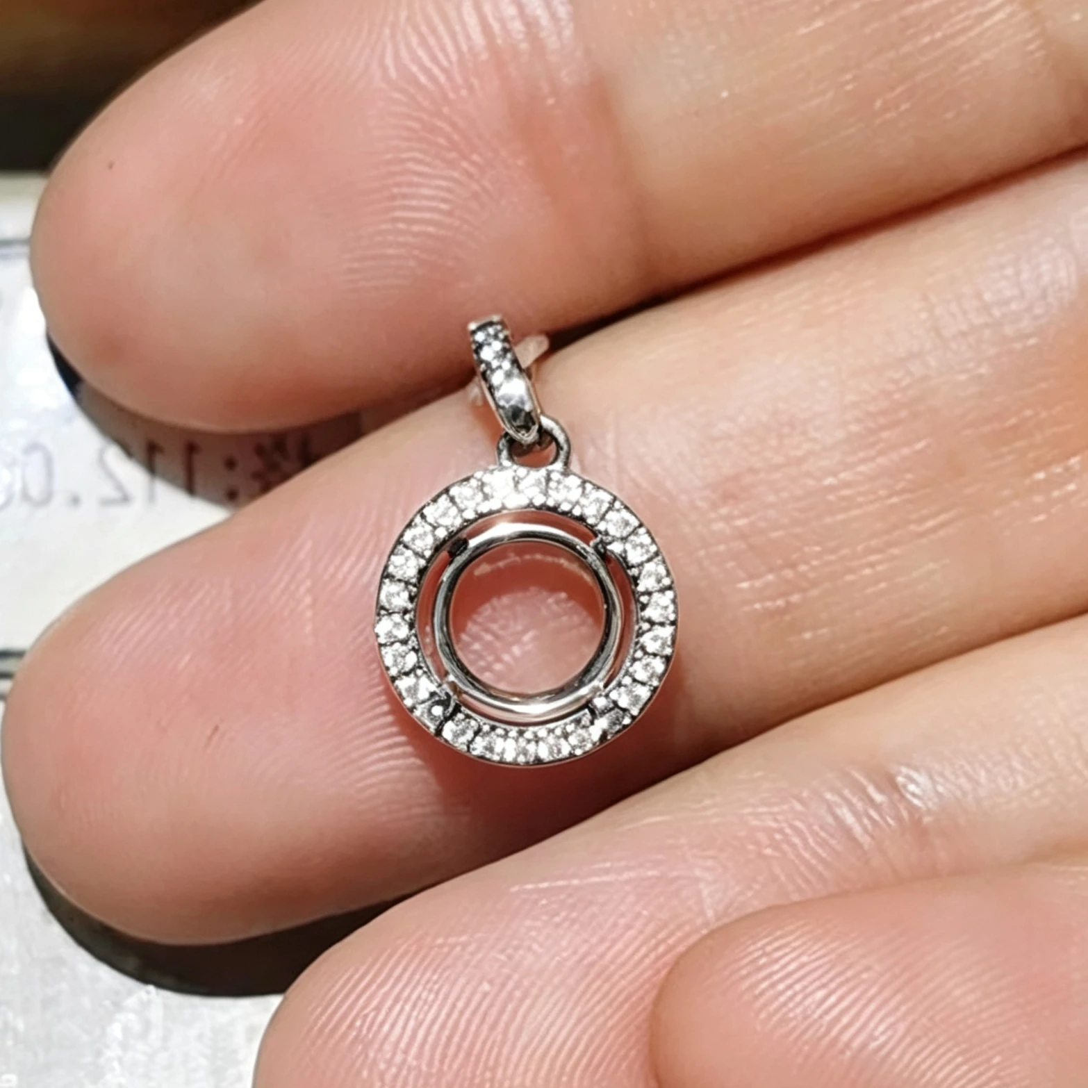 925 Silver Semi Mount Gemstone Pendant Setting 8mm Round Gemstone Pendant Setting for Jewelry DIY