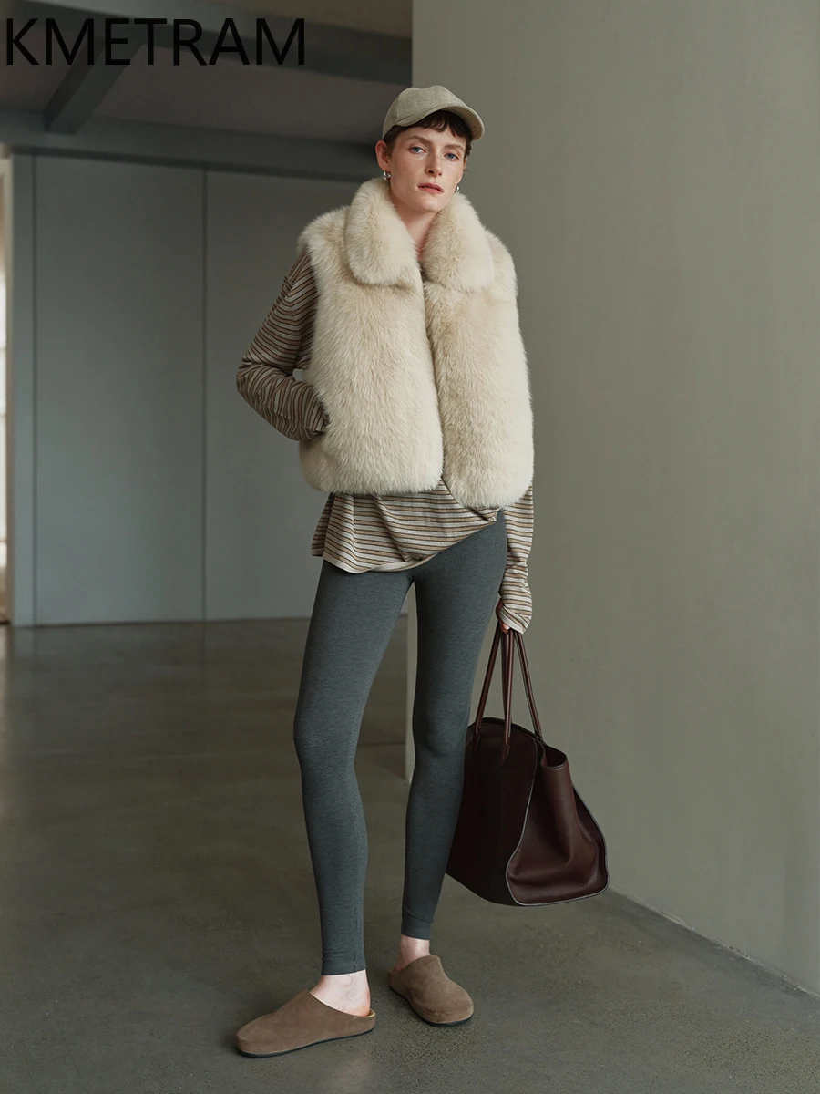 Жилет из 100% натурального лисьего меха, женская роскошная шуба без рукавов, женская зимняя одежда высокого качества, 2022, короткие жилеты шуба женская