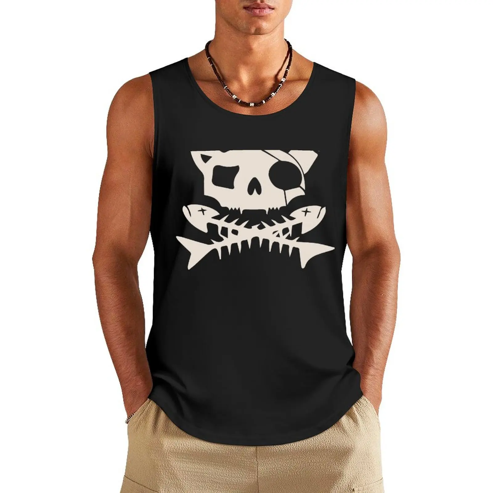 Cat Pirate Jolly Roger Tank Top bodybuilding man Men's clothing Men's vest