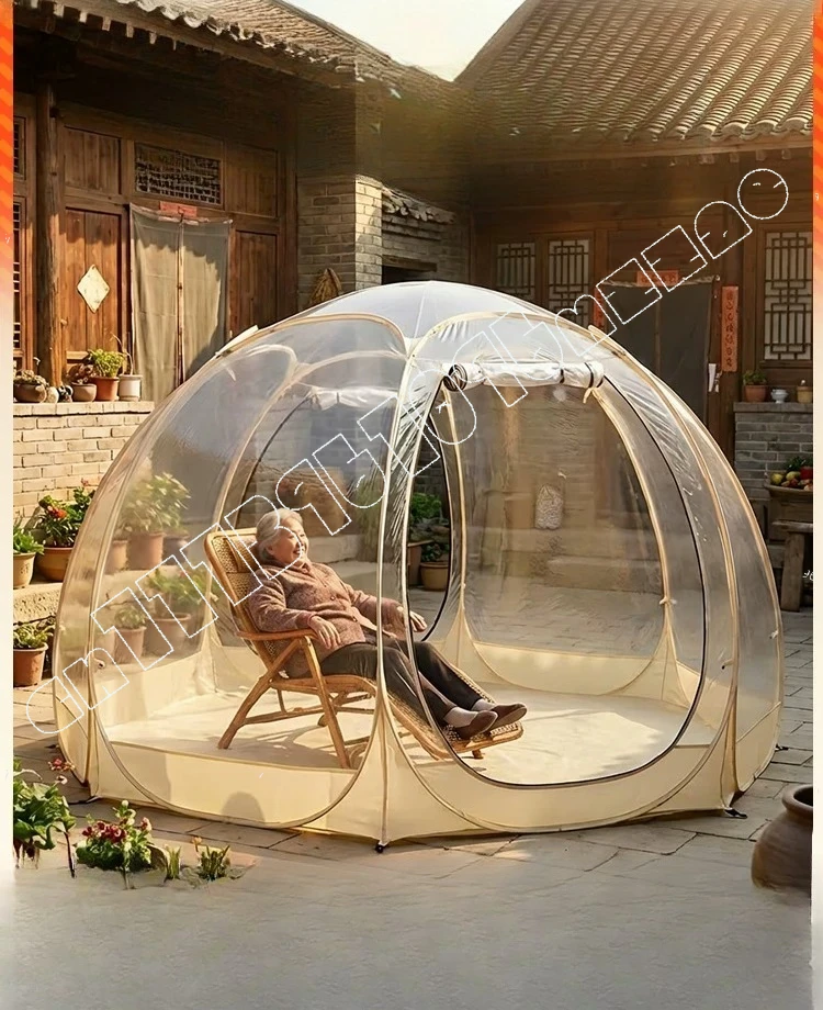 

Old Man Basking in The Sun Outdoor Transparent Tent Folding Sun Room Bubble House Plastic Pvc Star Room Windproof Camping