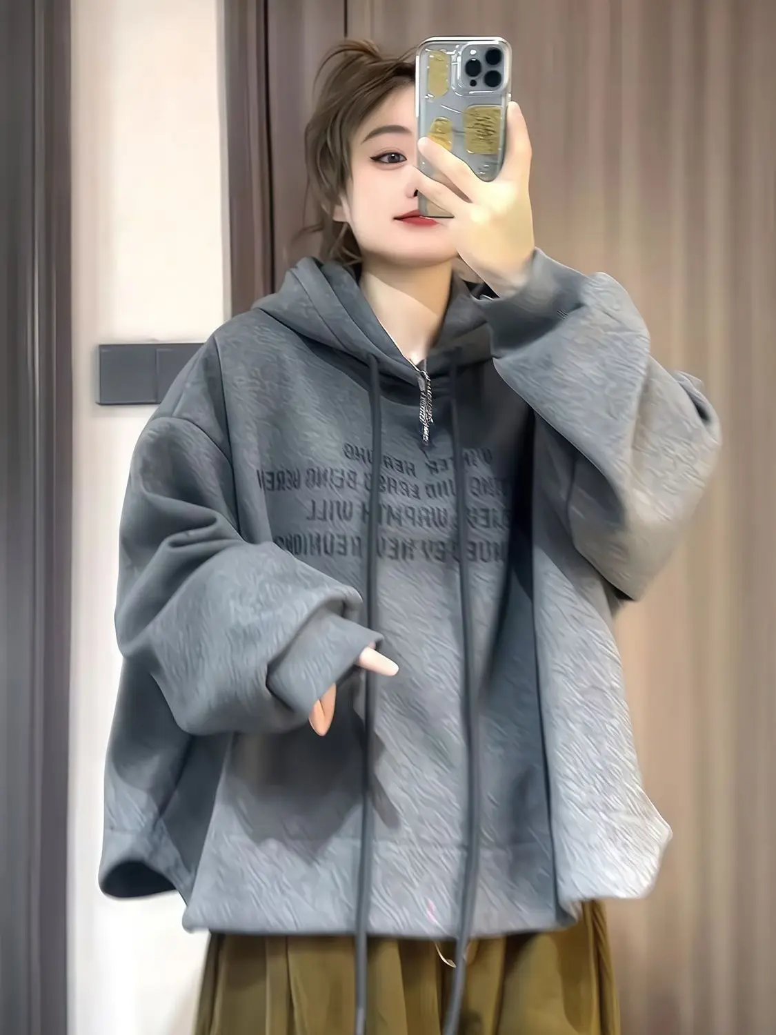 

plus Size Women's Faionable Loose Hoodie Spring Autumn Casual Top Large 300 Pou Zipper f Zip Sweatirt