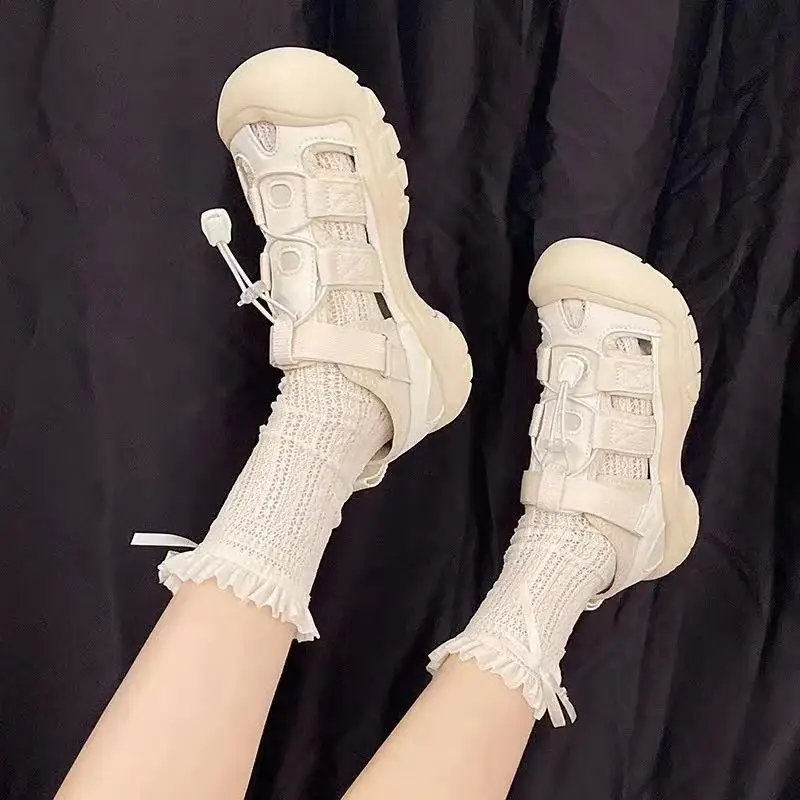 Sports sandals for women 2024 new hollow breathable thick-soled women's sandals for outdoor leisure, comfortable and non-slip