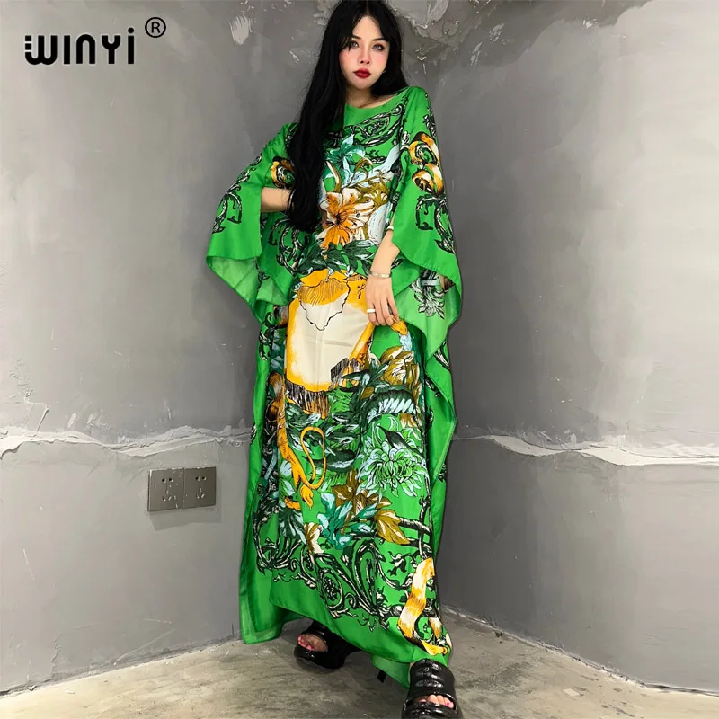 

WINYI high quality beach dress boho printing Elegant africa clothing beach outfits for women evening dress party muslim dress