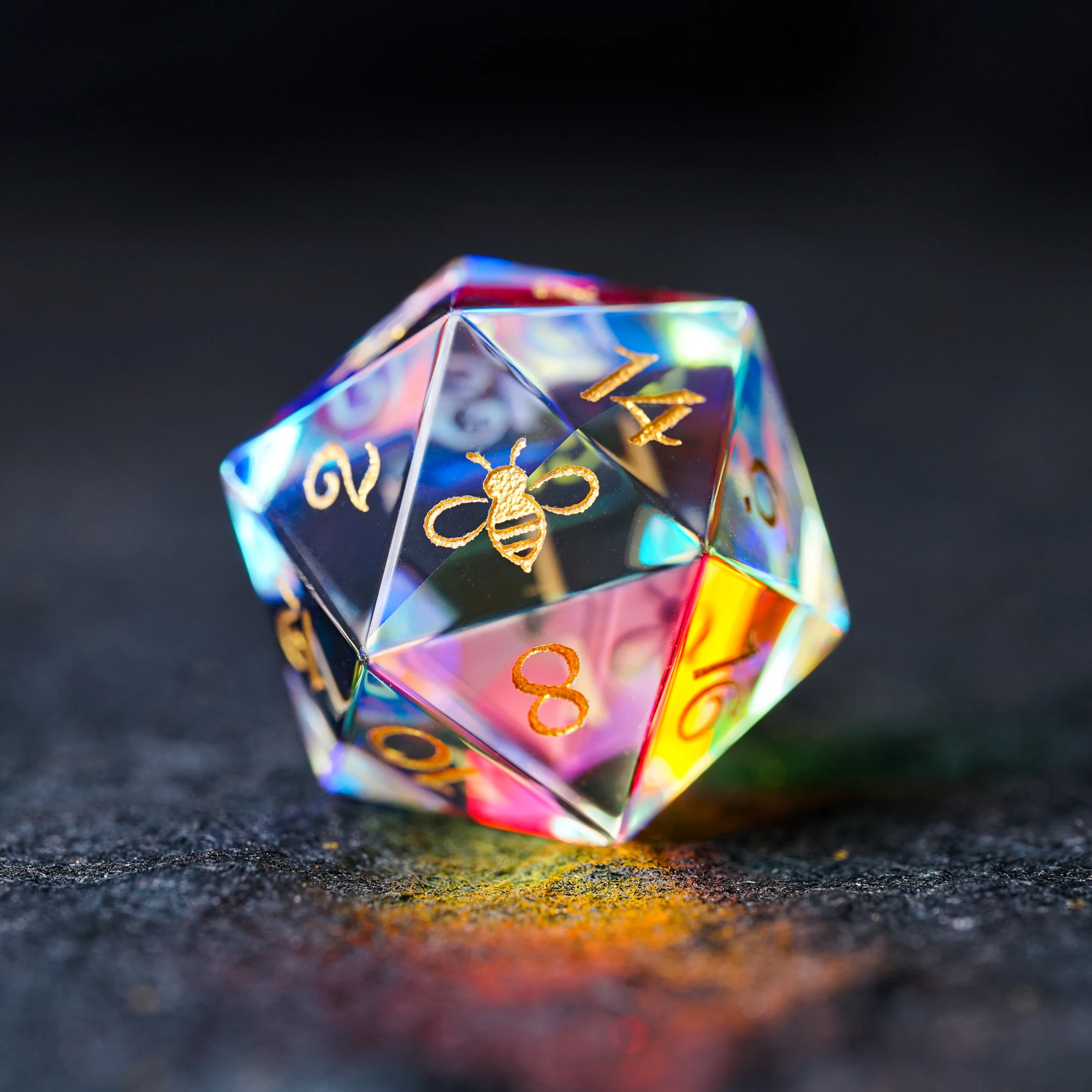 Magic Fantasy Crystal Dnd Dice Set Gem Bee Honeycomb Logo Cthulhu Dice Dungeons and Dragons COC RPG Board Gaming Dice Collection