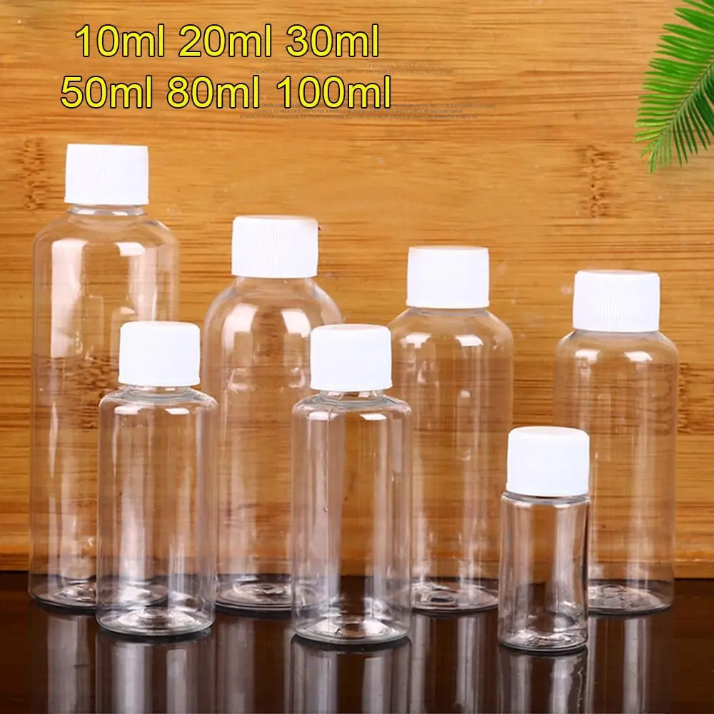 10Pcs Plastic Bottle Transparent Refillable Small Mouth Bottle Portable Sample Vials Cosmetic Containers for Lotion Creams