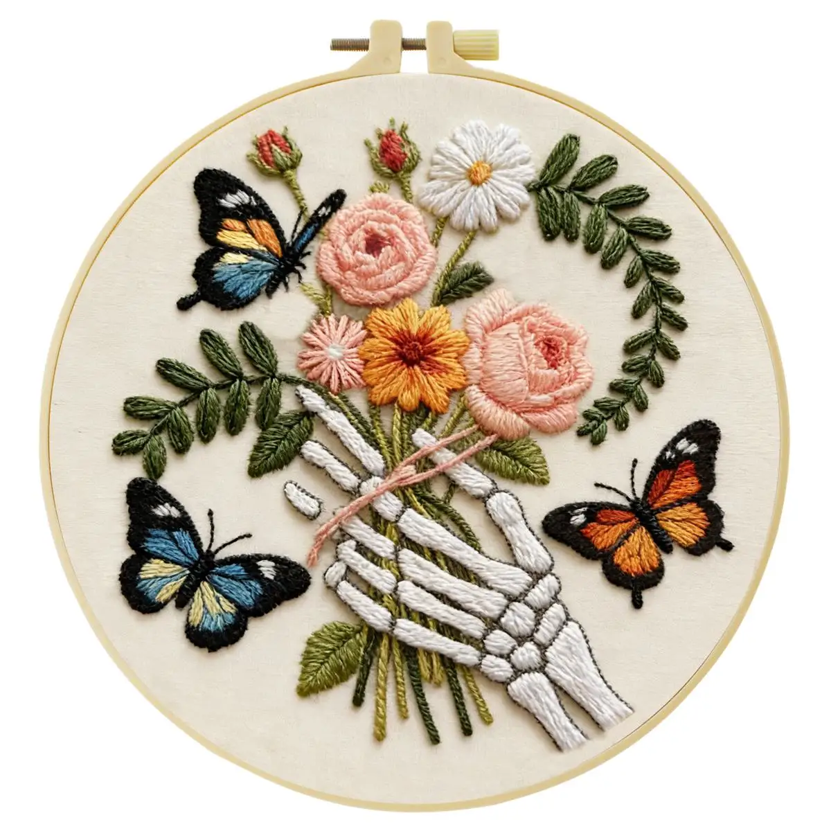1 Stück 20X20CM/15X15CM 7,87/6,3 Zoll Blumen-Stickerei-Starter-Kit DIY-Kit DIY-Stickerei-Set Handarbeiten Malerei Heimdekoration – Detail 5