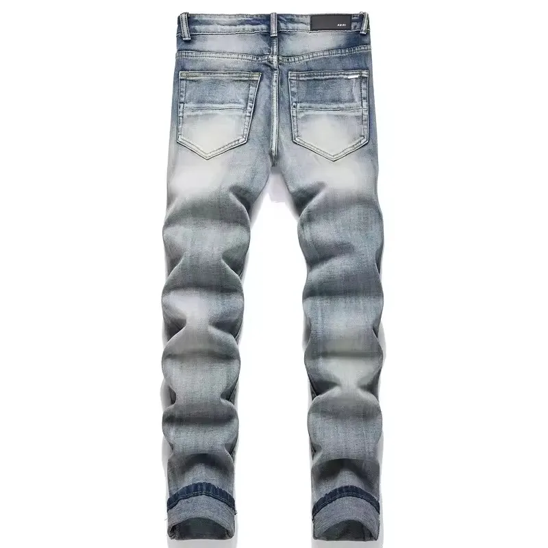 Colorful carved jeans, black street spray tight jeans, and black casual cotton pants suitable for young people