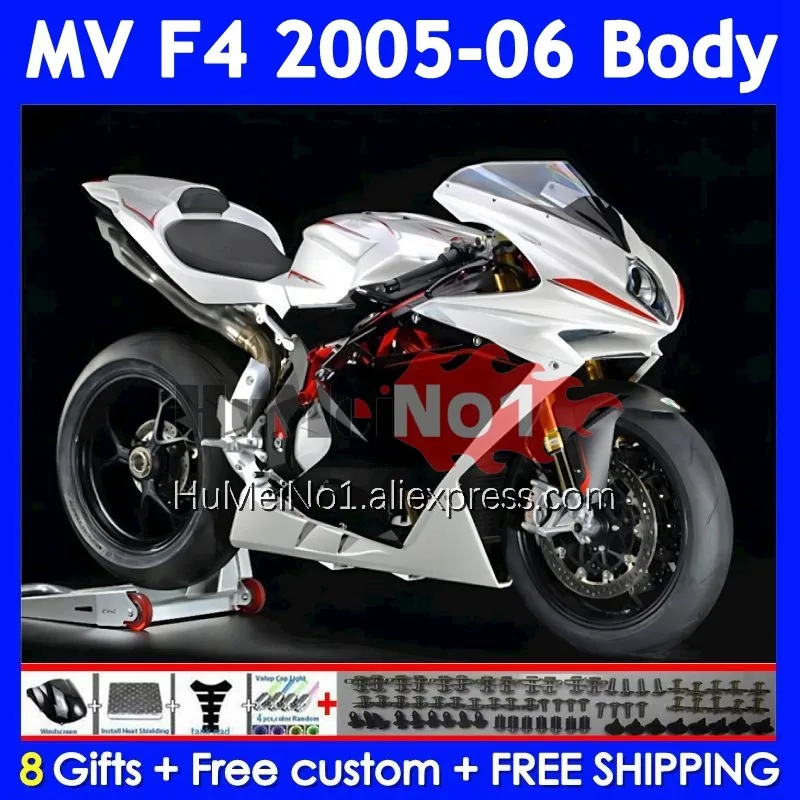 Body For Agusta MV F4 R312 Pearl White 750S 1000 R 750 1000CC 310No.17 1000R 312 1078 1+1 MA MV F4 2005 2006 05 06 Fairing Kit