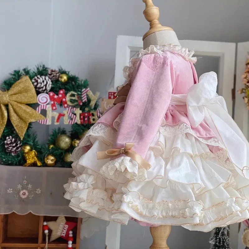 Lolita Dresses Baby Birthday Dress One Year Old Celebration Dress Vintage Elegant Bow Tutu Vestido Baby Clothes Ball Gown Prince