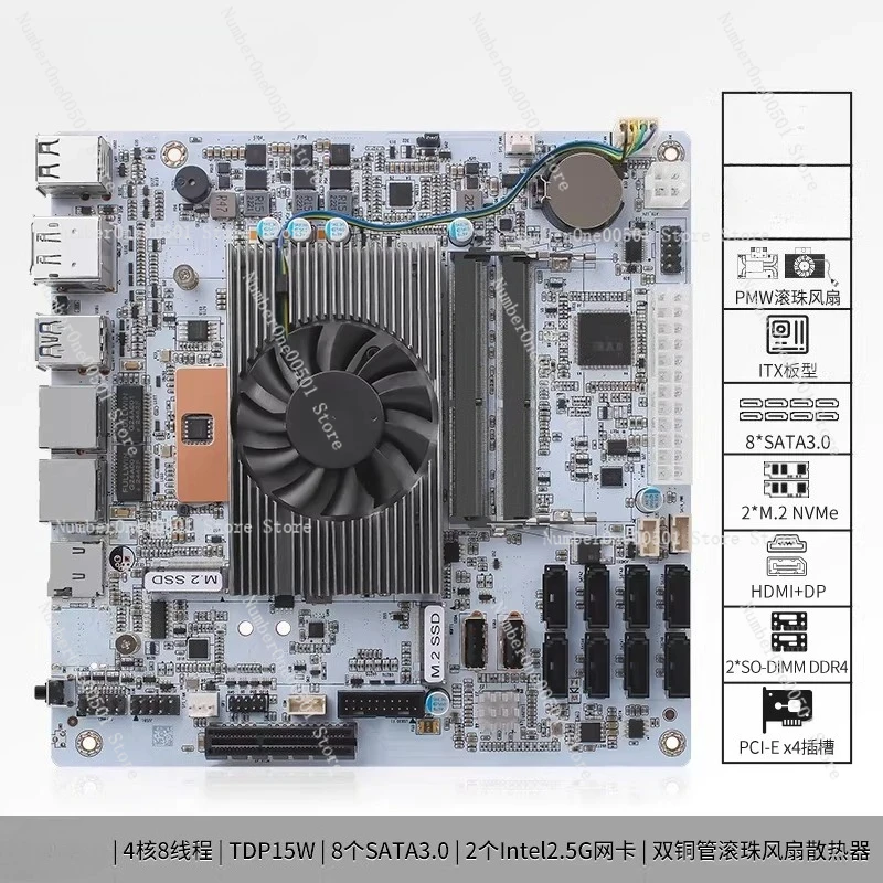 i7-10510U DDR4 ITX NAS Motherboard 8 Bay Dual 2.5G NIC Compatible for Synology fnOS Unraid view 4