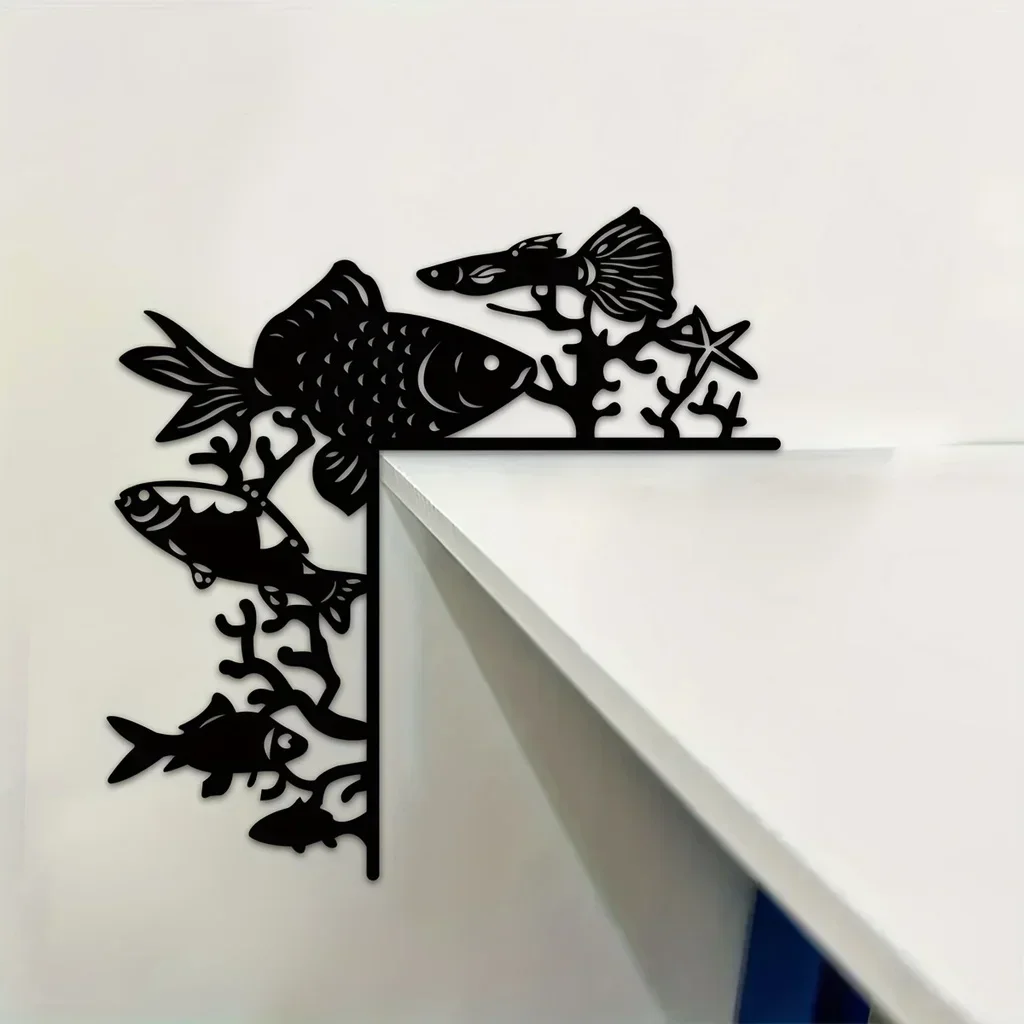 metal iron Fish Home Decorative Wall Stickers Door Corner Decoration Door Frame Corner Decoration Art Metal Wall Hanging Backgro