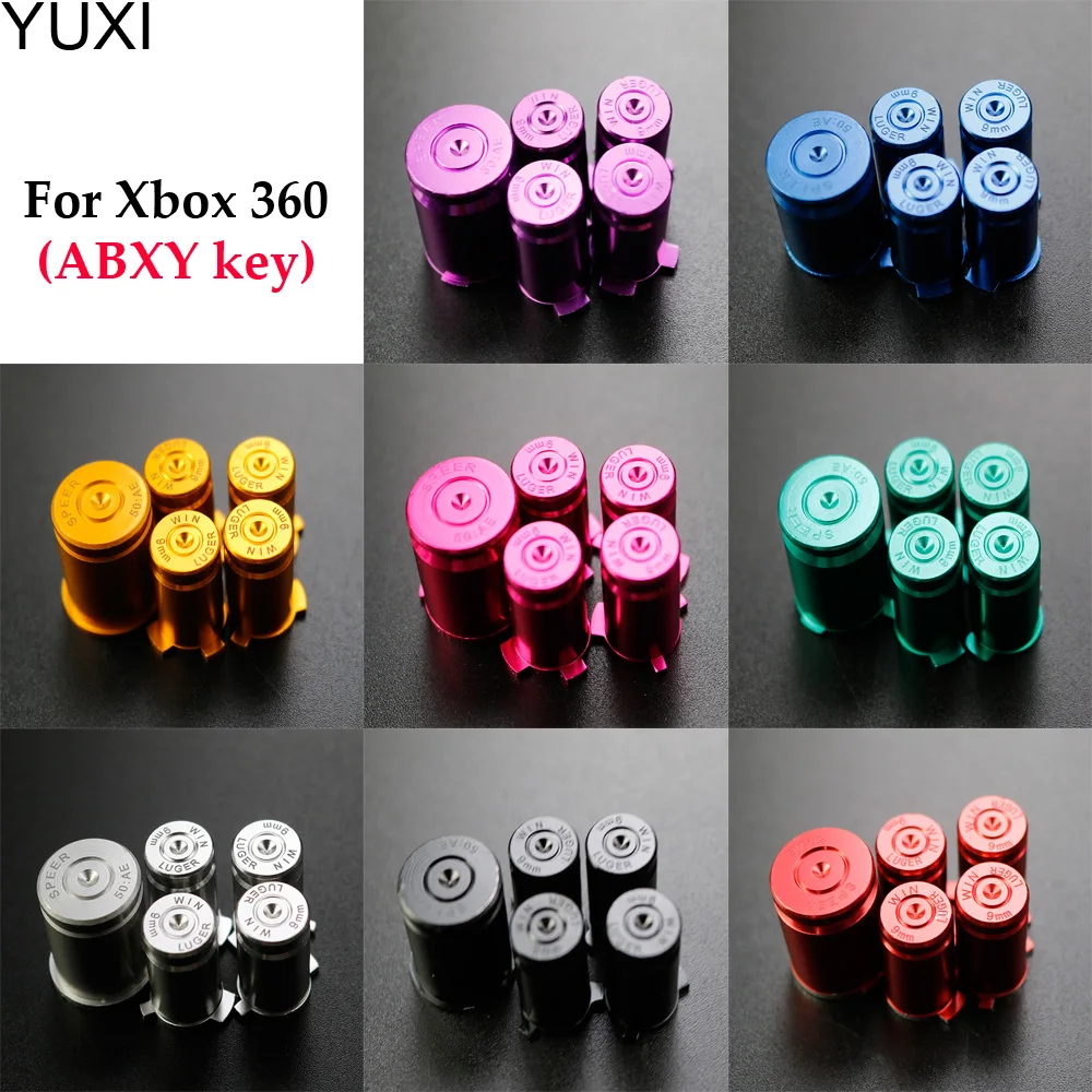 

YUXI 1set For Xbox 360 Controller Buttons Aluminium Alloy Metal Material 9mm ABXY Bullet Buttons Kit Replacement For Xbox 360