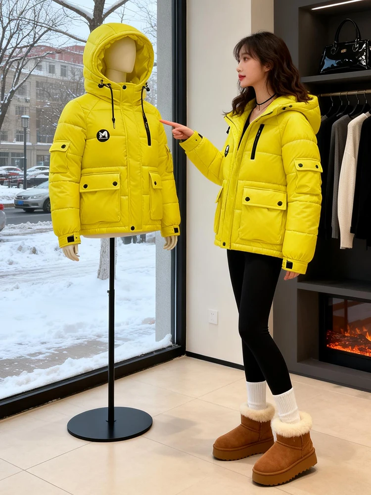 

Модная утепленная куртка из хлопка для женщин, новая зимняя теплая молодежная модель в корейском стиле для повседневной носки