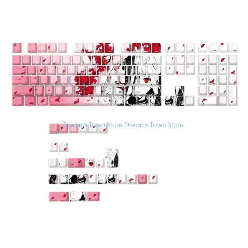 HX6A 136 Keycap Set, Side Print Translucent Keycaps for Mechanical Keyboards