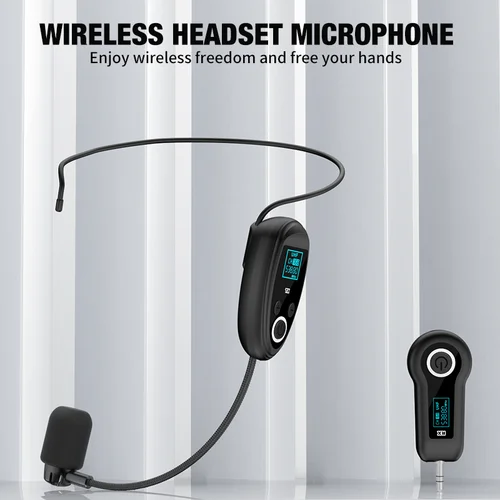 Imagen 2 del producto Micrófono de auriculares inalámbrico que combina funciones de mano y auriculares para transmisión en vivo al aire libre de discursos y conferencias.