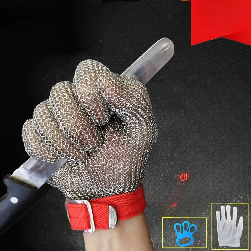 High quality imported anti cutting steel wire gloves, anti cutting and injury protection steel ring gloves