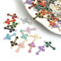 20pcs Multi-Colored Cross Enamel Charms Trendy Lolita Trinkets Accessories for DIY Bracelet Necklace Choker Earrings Keychain