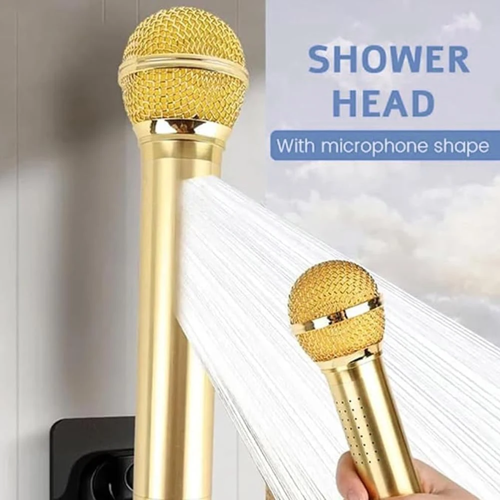 

1PC Microphone-shaped Shower Head High Pressure Creative Microphone Shower Head Fun Vintage Handheld Bathroom Accessories
