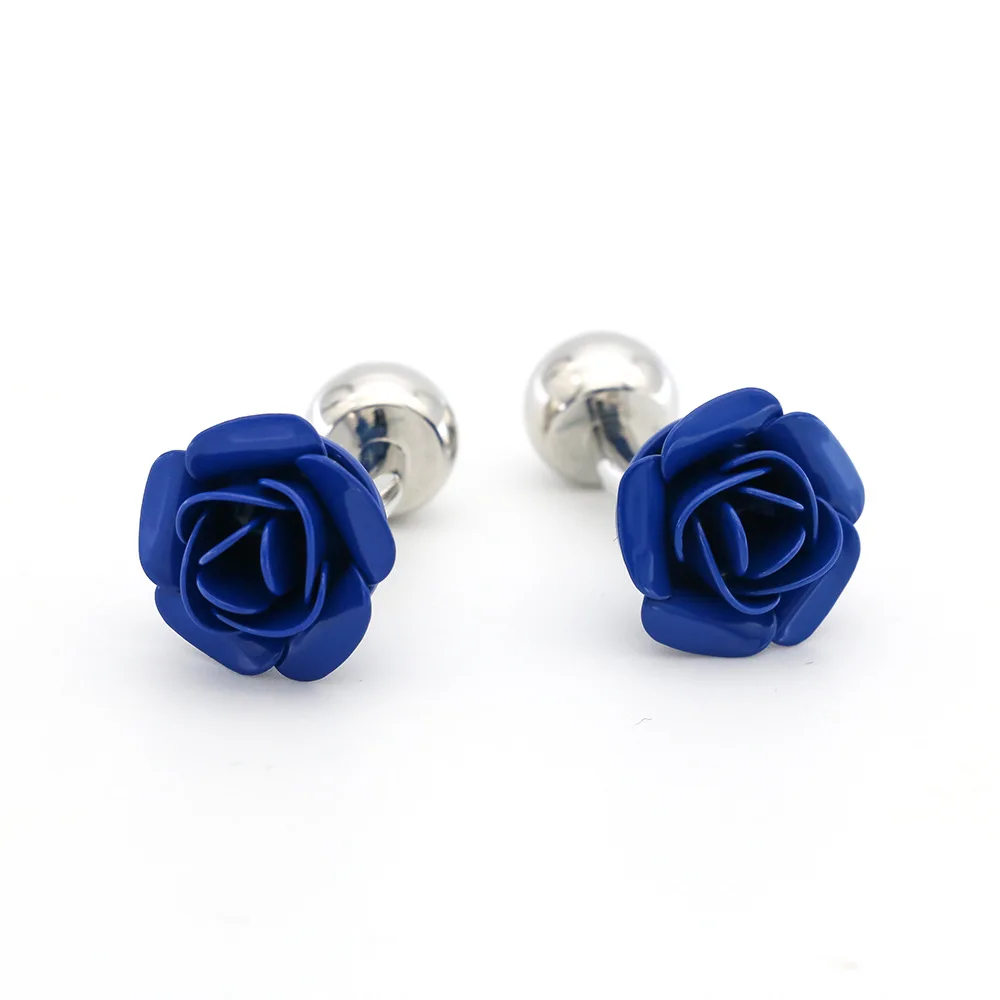 Personality Blue Rose French Shirt Cufflinks Metal Romantic Men Women Fashion Trend Accessories