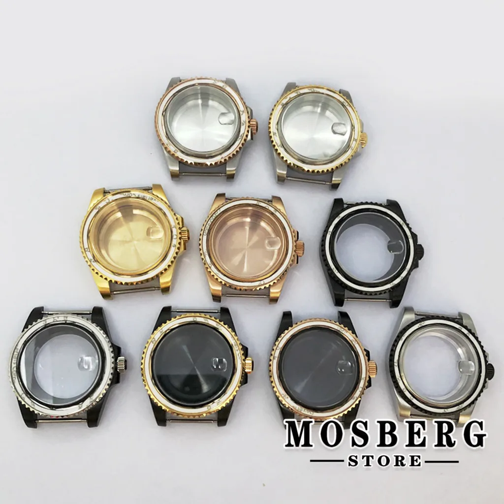 40mm Watch Case Stainless Steel Sapphire Glass For NH34 NH35 NH36 ETA2836 2824 Miyota8215 8205 821A PT5000 Automatic Movement