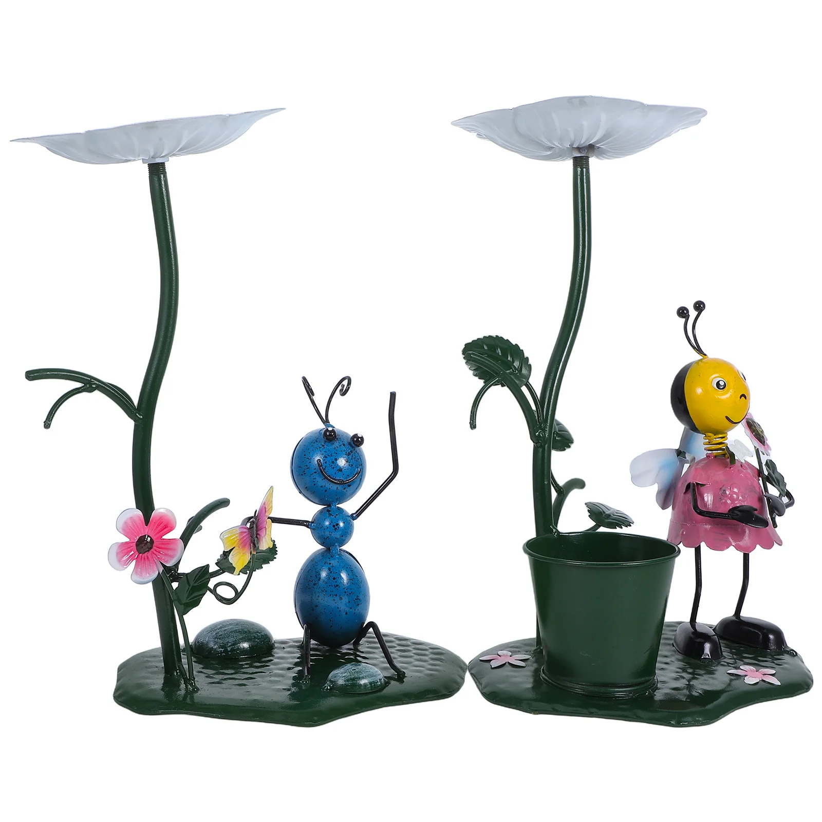 

2 pcs Colorful Metal Bird Feeders Iron Outdoor Garden Sculptures Decorative Statues For Yard Patios Balconies Feeding Ornaments