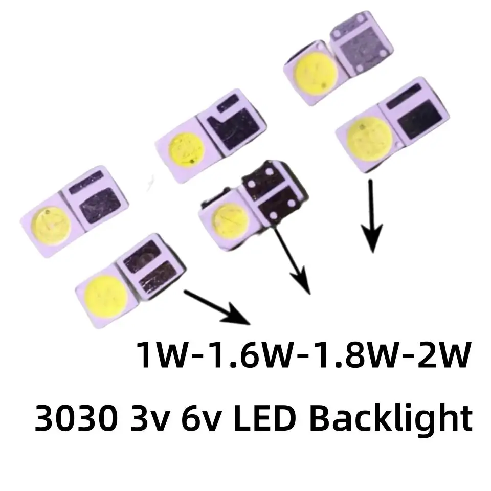 100 قطعة 3030 الخلفية عالية الطاقة LED رقائق مزدوجة-رقاقة واحدة 1 واط 1.5 واط 2 واط 3 فولت-3.6 فولت 6 فولت 9VMX JF AOT تلفزيون أبيض بارد PT30A66