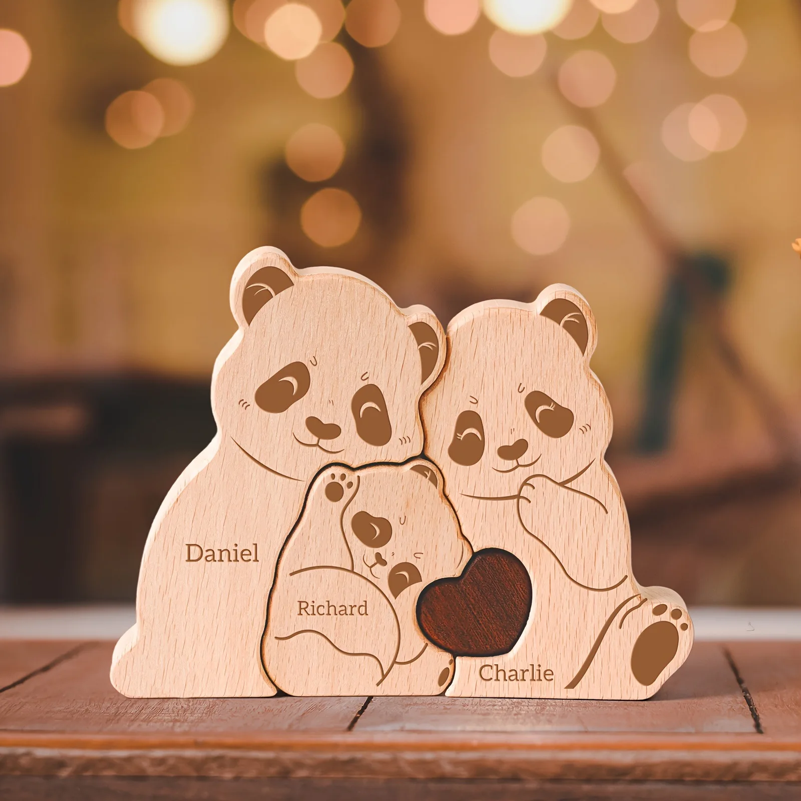 Hand Carved Teddy Bear Ornament Plush Toys Customized Wood Carving Home Decorations Christmas Decorations