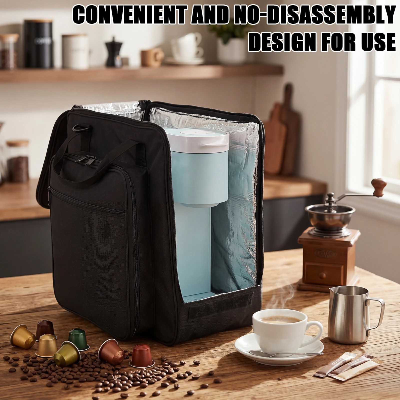 Travel Coffee Maker Carrying Bag for K-Mini/K-Mini Plus/K-Express 600D Oxford Fabric Single Serve Coffee Brewer Storage Bag