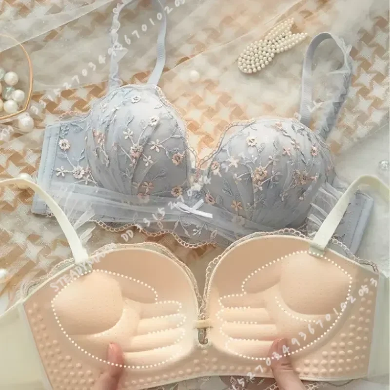 Women's Wireless Push Up Bra for Small Breasts Side Support Anti Sagging Embossed Seamless Underwear Flat Chest Collection