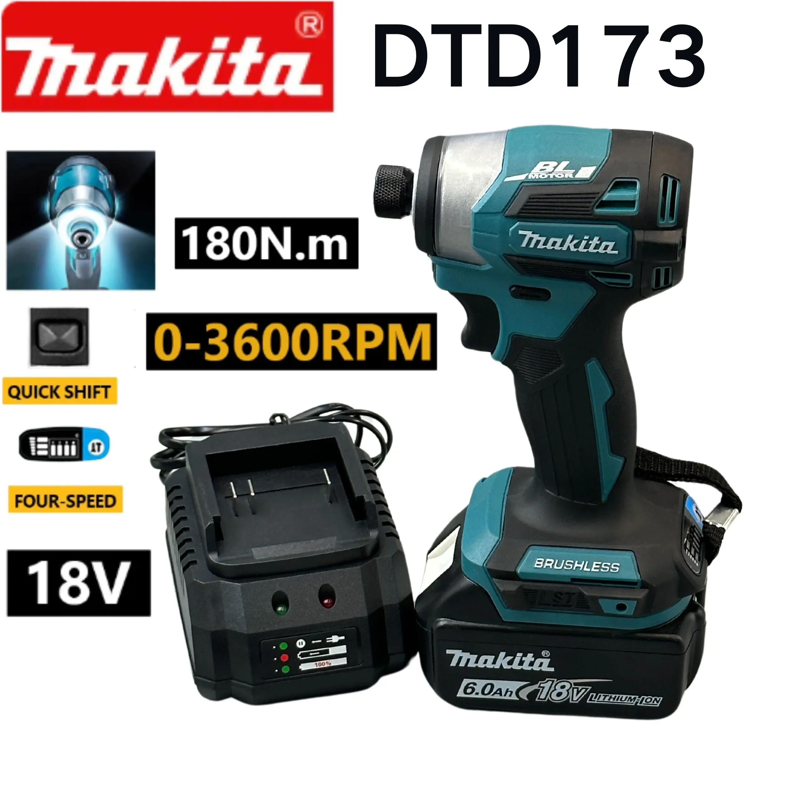 Makita Brushless Screwdriver Rechargeable Electric Screwdriver Auto Repair Impact Screwdriver Set Dtd173