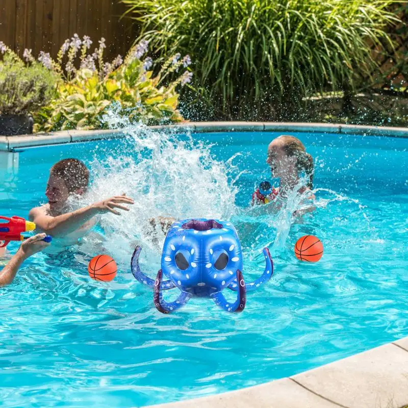 Octopus Water Toy Inflatable Octopus Basketball Hoop Toss Game Fun Octopus Toy For Children's Indoor & Outdoor Play Cool Summer