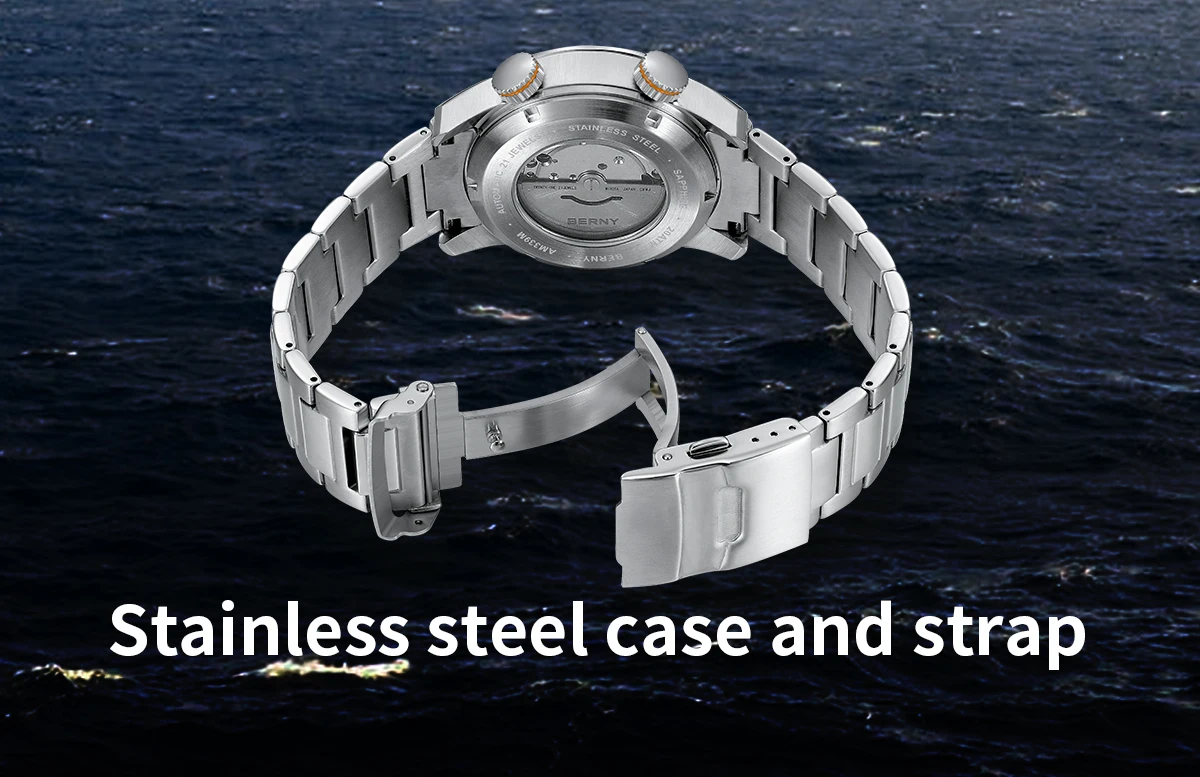 BERNY Automatic Dive Watch for Men Super Luminous 20ATM Diver Wristwatch Original Top Sapphire Swim Sport Mechanical Male Watch