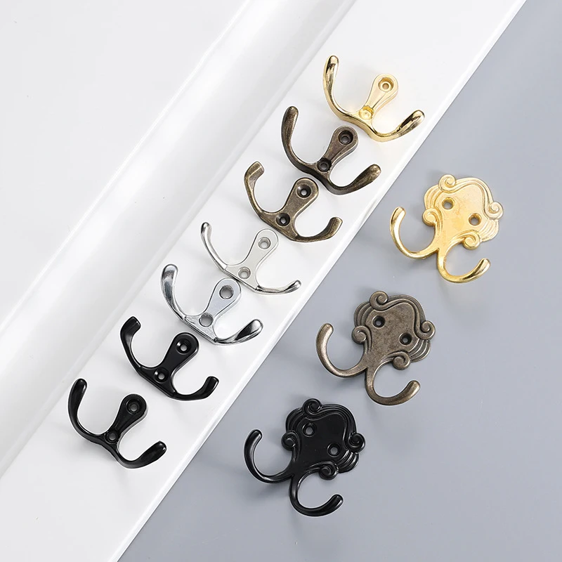 2 Pcs Clothes Hanger Hook Wall Mounted Metal Coat Rack Towel Hooks Key Holder Clothes Rack Furniture Hook Bathroom Accessories