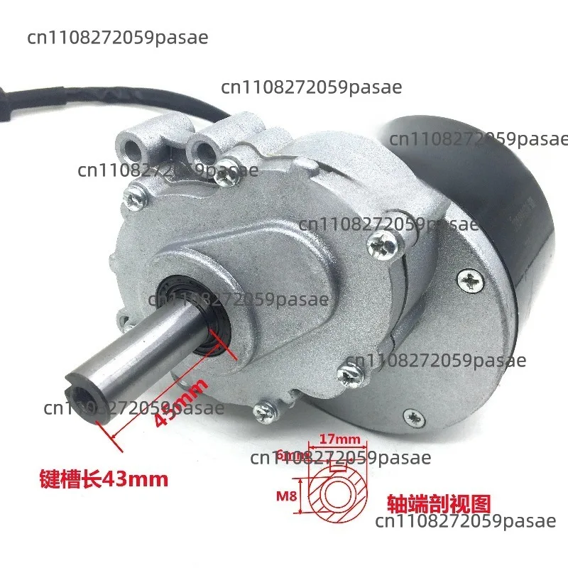Brushed DC gear ， Low speed brushed gear motor for electric wheel, 250w, 24v, 75rpm / 120rpm, 44mm long, 17mm diameter