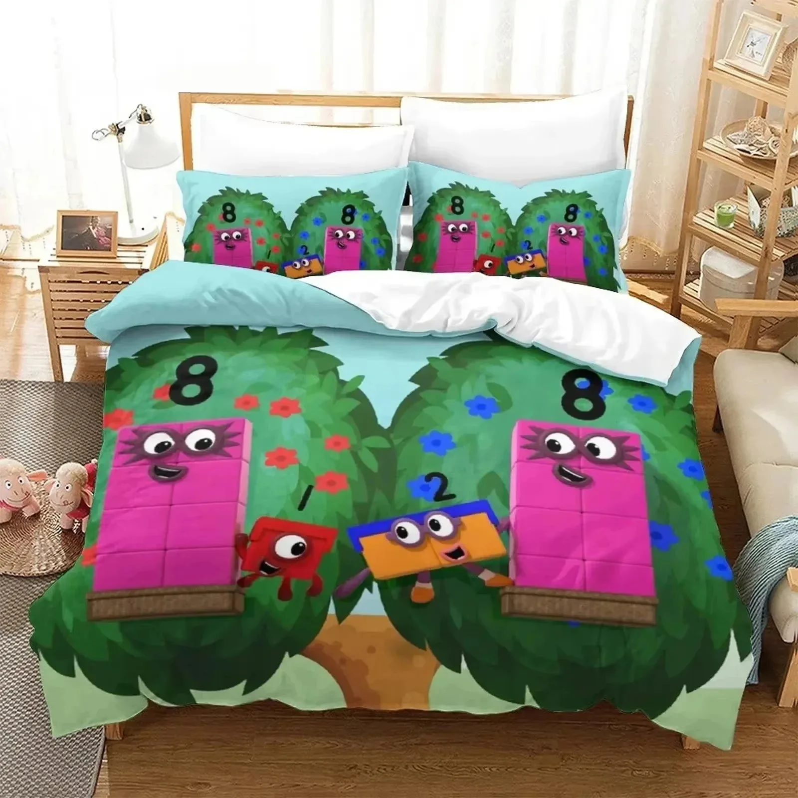 Fashion 3D Print Cartoon N-Numberblocks Bedding Set Double Twin King Duvet Cover Comforter Pillowcase Boys Girls Adults Bedroom