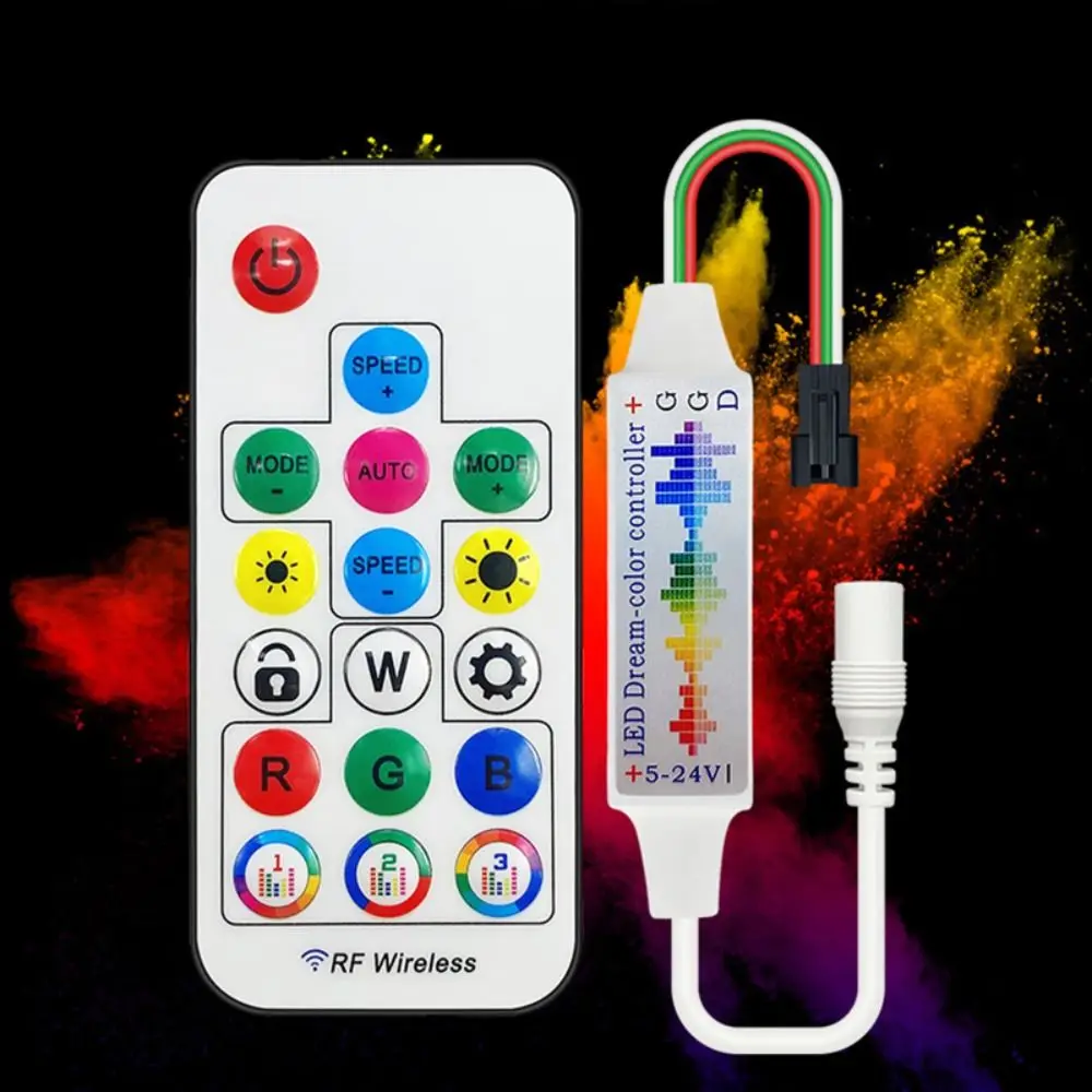 Addressable Music Led Controller 17Keys DC5-24V RGB Led Strip Light DC/USB 3Pin for WS2812B WS2811 5050