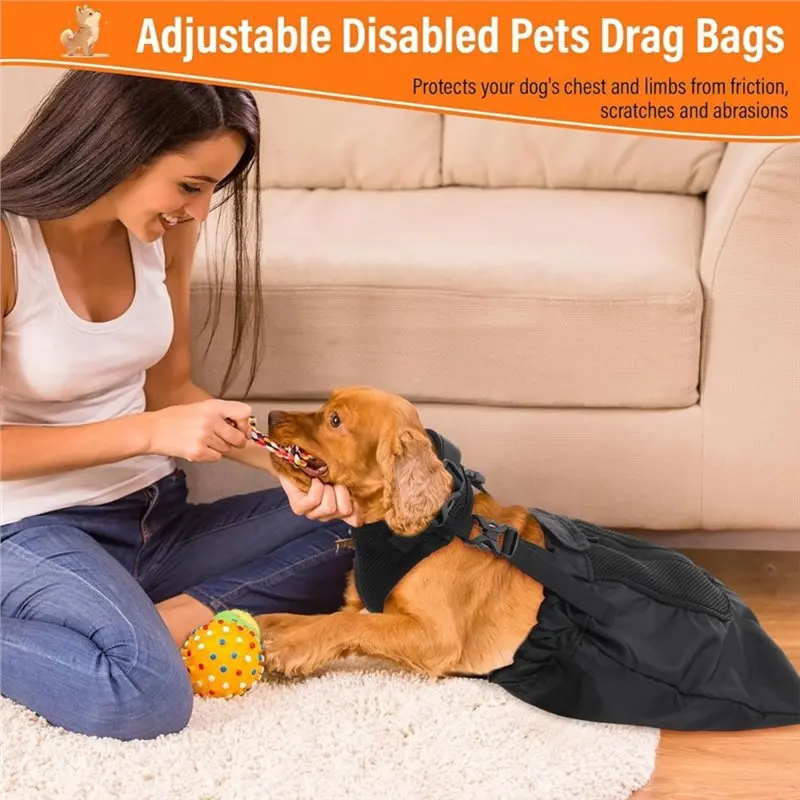 LLCS-Dog Drag Bags For Paralyzed Rear Legs Adjustable Disabled Pets Drag Bag Breathable Pet Injuries Protection Bag