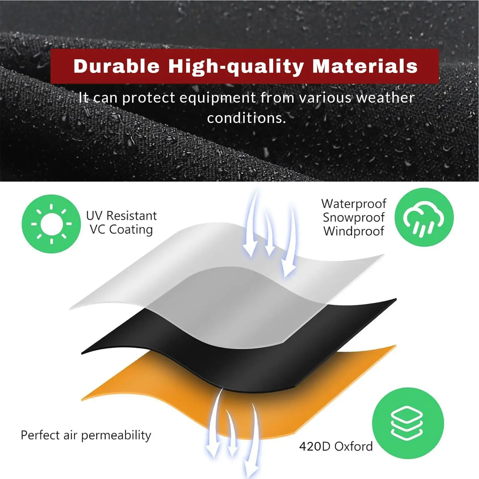 Waterproof Fire Pit Cover Round Oxford Fabric Grill Accessories Winter Heavy Duty Fire Pit Cover For Outside Garden Backyard