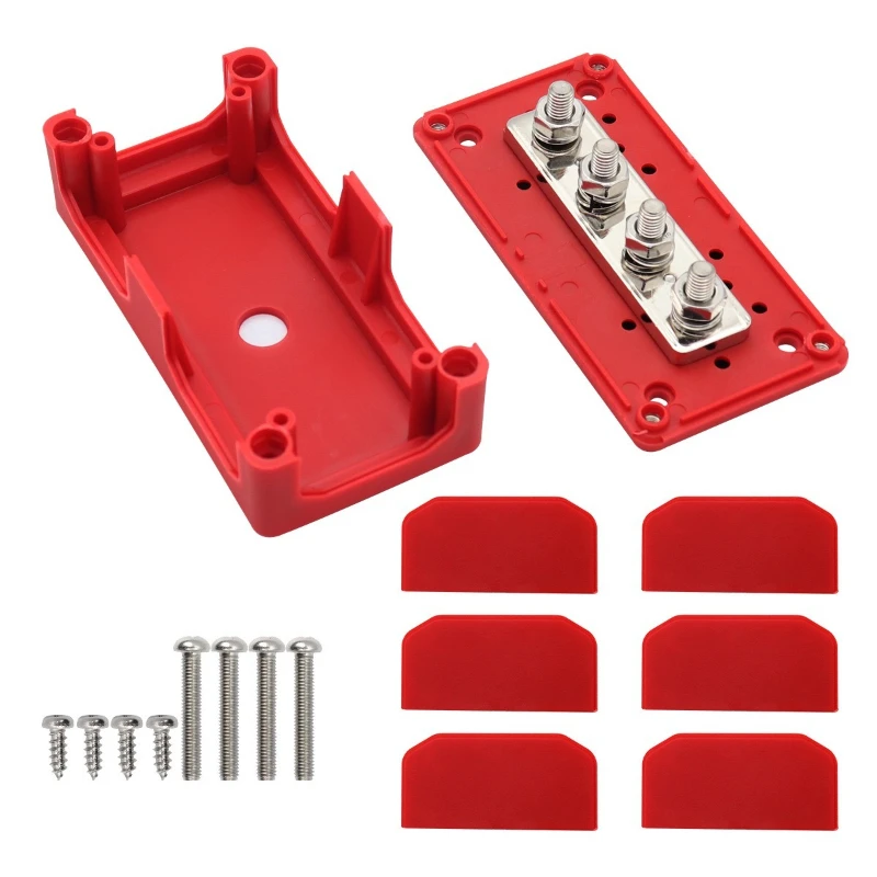 300A Bus Bar Heavy Duty Power Distribution Block Busbar Box Module Design with 4X M8 (5/16