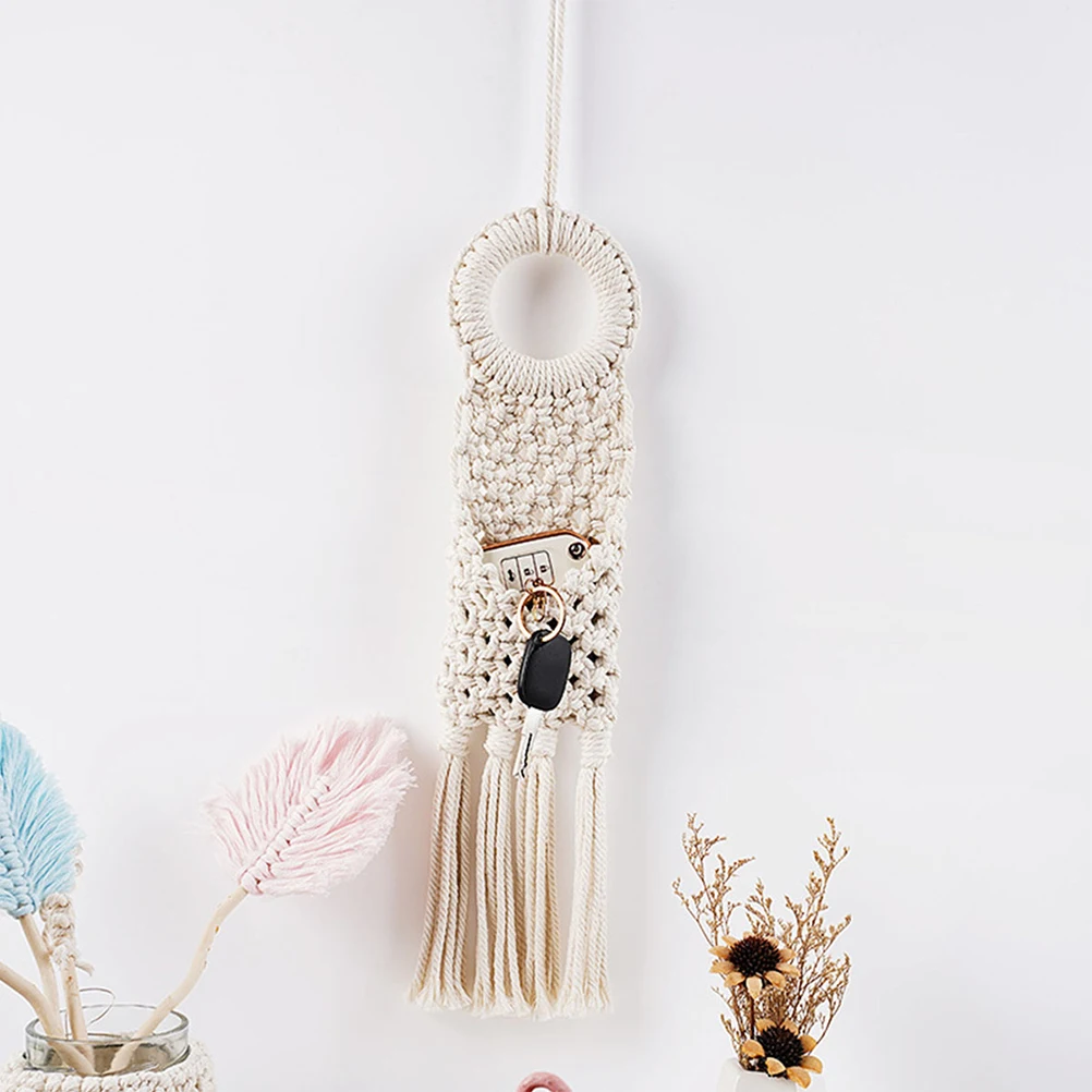 Elegante arazzo intrecciato a mano, maniglia per porta, decorazione da appendere, ornamento da appendere, filo di cotone, decorazione per la casa, custodia per camera Boho