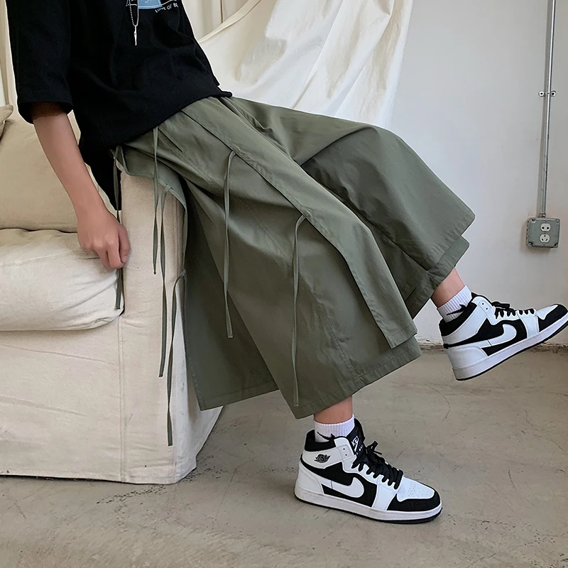 Casual Sweatpants Men Loose Calf-Length Joggers Pants Fashion Men Pants Streetwear Men Woman Trousers Ribbon Design