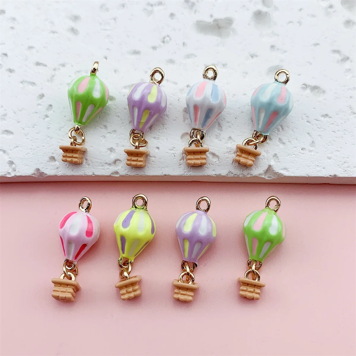 

14pcs Mix Alloy Oil-drop Hot air balloon Pendant Jewelry Accessories For Charms Bracelet Earrings
