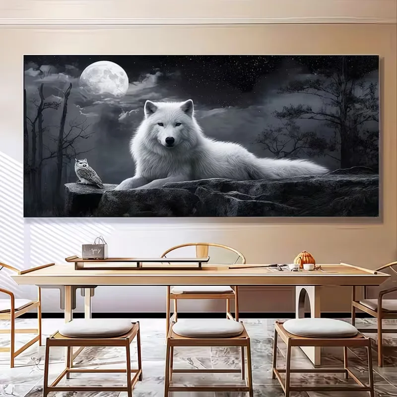 5D DIY Diamond Painting White Wolf Eagle Moon Landscape Full Square Round Drill Diamond Embroidery Mosaic Home Decor Crafts
