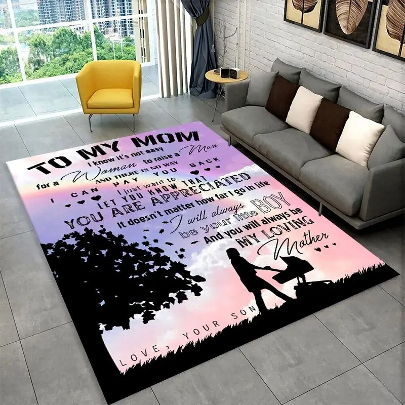 Gift Thanks To My Mom Mother Letter Present Large Area Rug Non-slip Carpet for Bedroom Living Room Sofa Home Decor Floor Mat - view 4