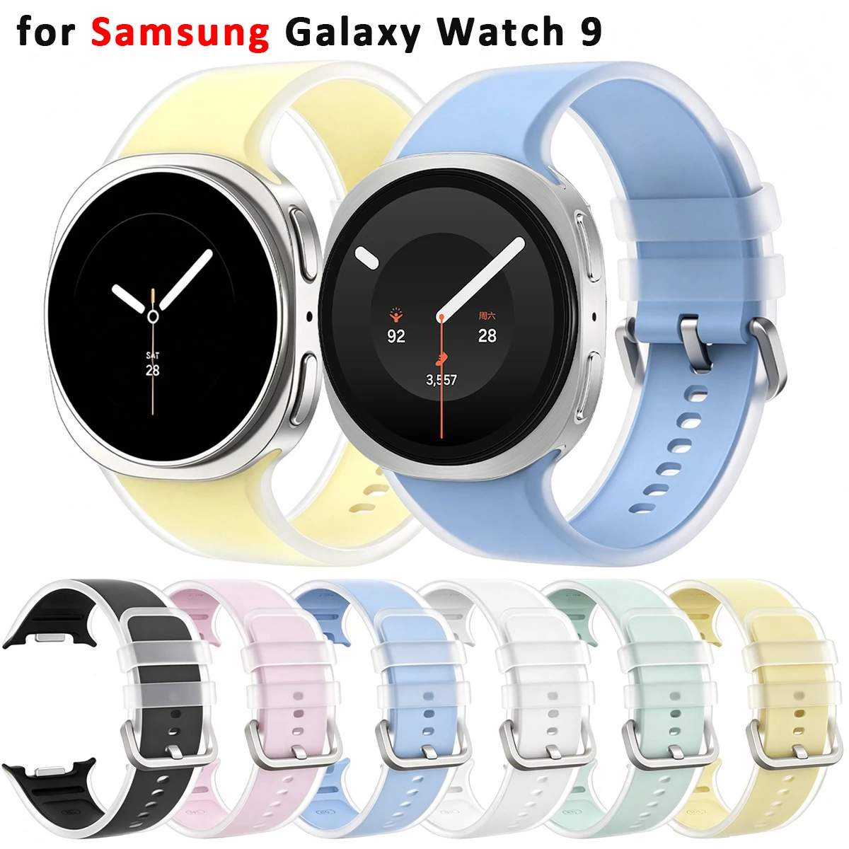 Transparentes Jelly-Silikonarmband für Samsung Galaxy Watch 9 8 40 mm 44 mm, offizielles Sportarmband für Galaxy Watch 8 Classic 46 mm