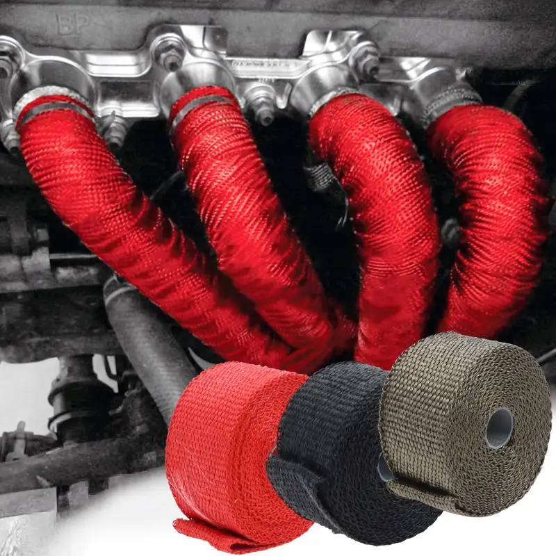 5M X 5CM Fiberglass Exhaust Heat Wrap Tape High Temp Heat Shield Insulation Car Motorcycle Exhaust Pipe Modification Accessories