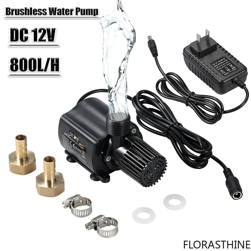 Super Quiet 800L/H DC 12V Brushless Pump Motor Water Circulation Submersible Pump for Pool Fountain Fish Tank Aquariums