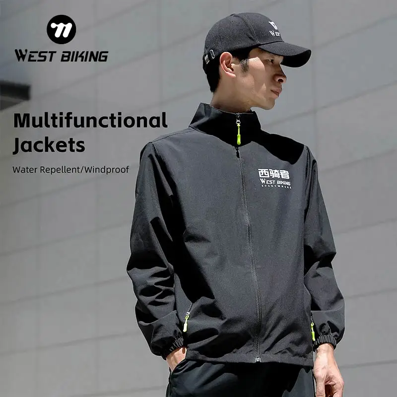 WEST BIKING Windproof Jacket Spring Autumn Thin Stand Collar Casual Water Repellent Outdoor Coat Cycling Sport Cloth Hiking Gear