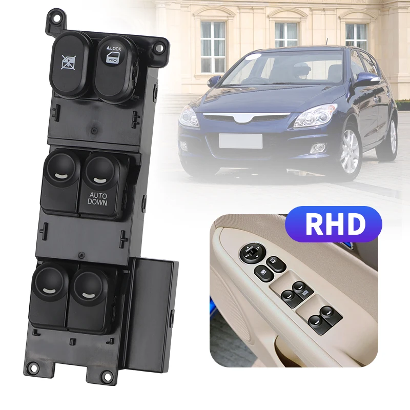 

93570-2L910 Front Right Driver Side Master Window Switch Button For Hyundai i30 FD 2007-2012 Hatchback Wagon 93580-2L010 RHD